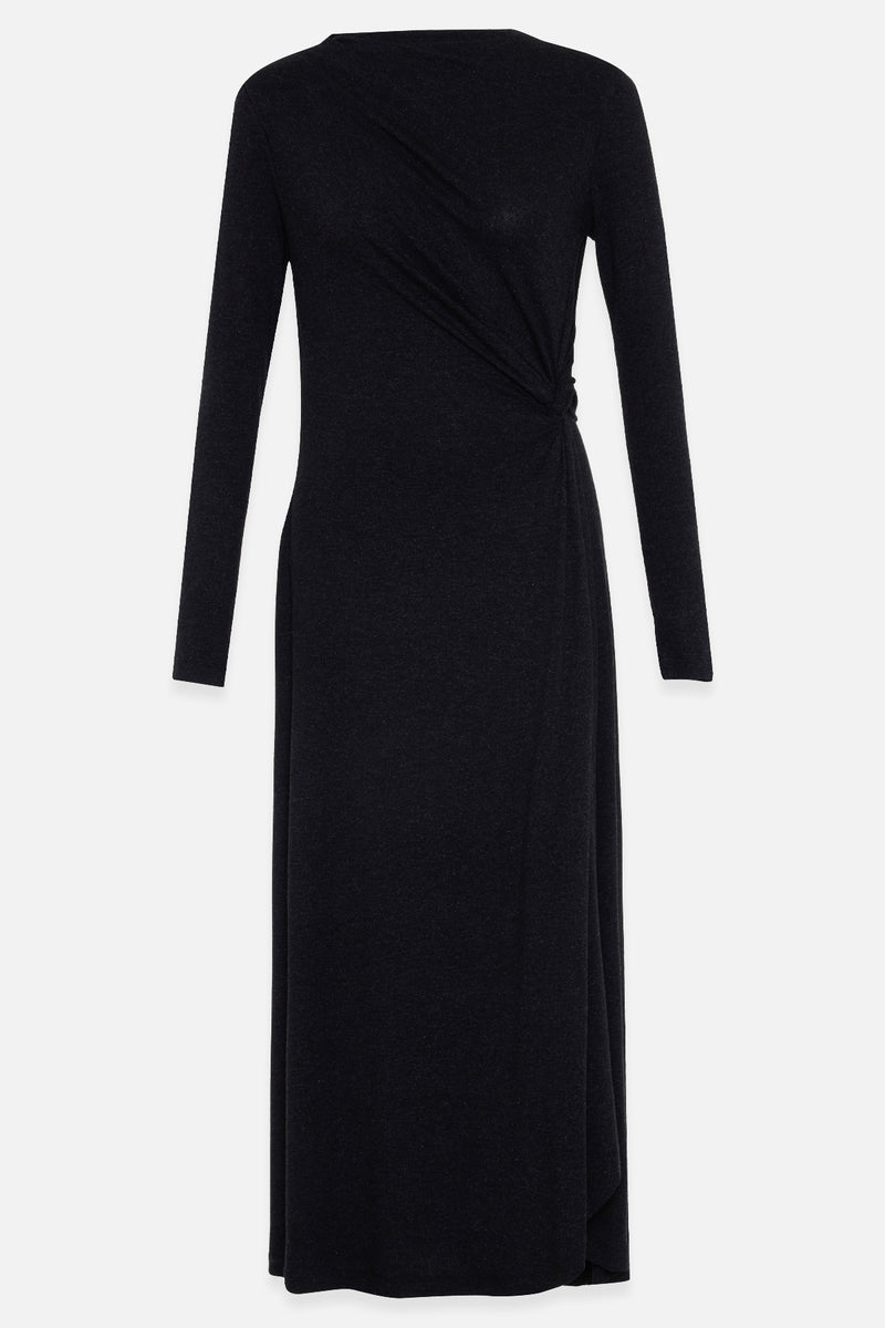 Setre Waist Gather Detailed Long Sleeve Dress Black