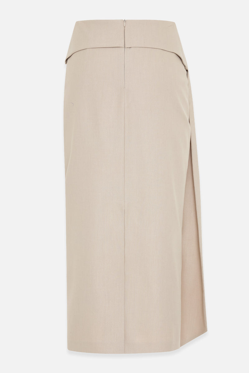 Setre Waist Detailed Midi Skirt Beige