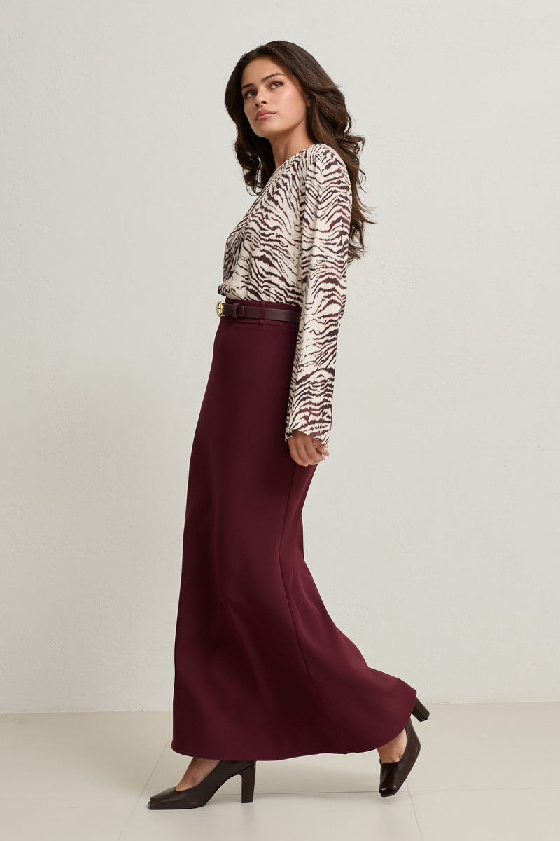 Setre Full Pattern Midi Length Skirt Burgundy