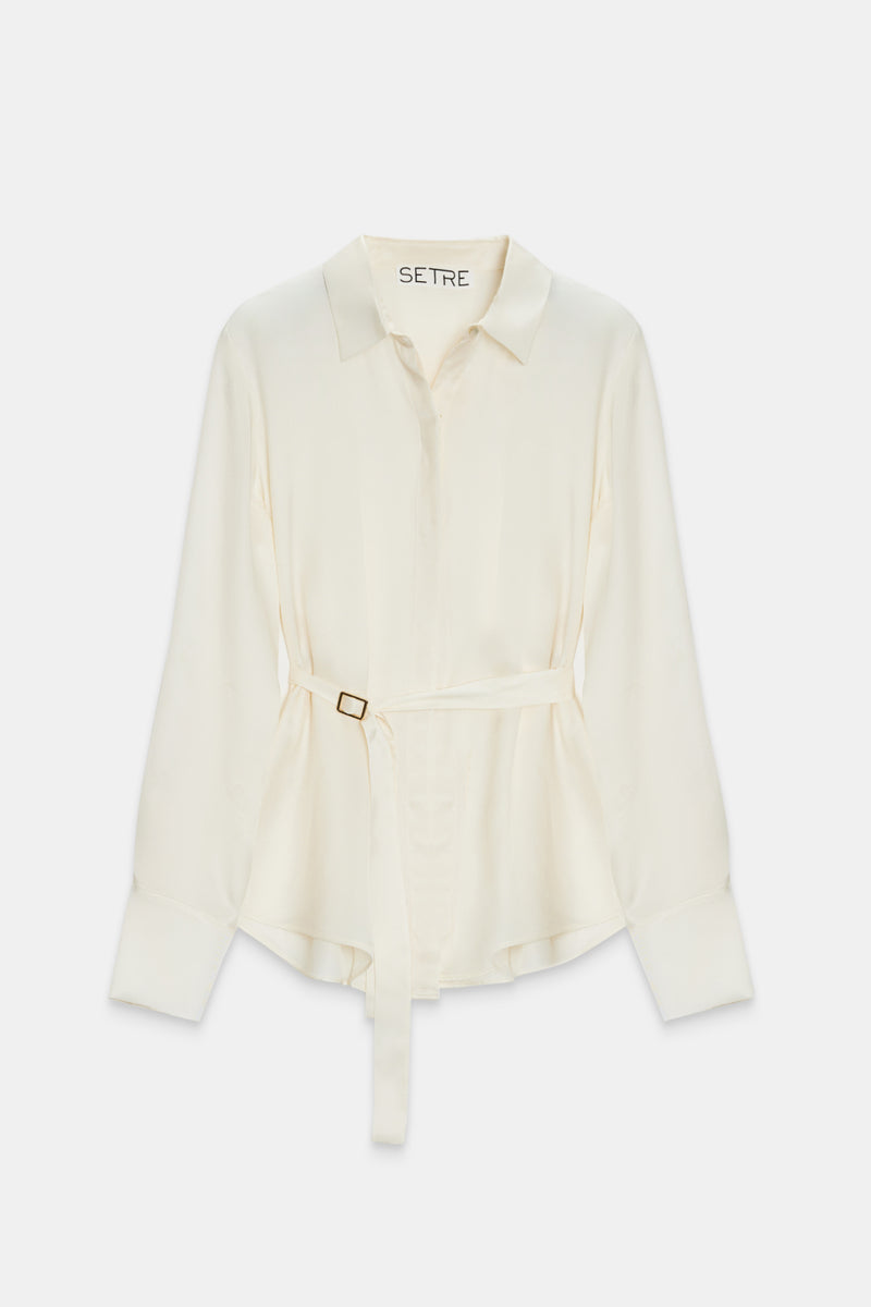 Setre Waist Belted Long Sleeve Shirt Cream