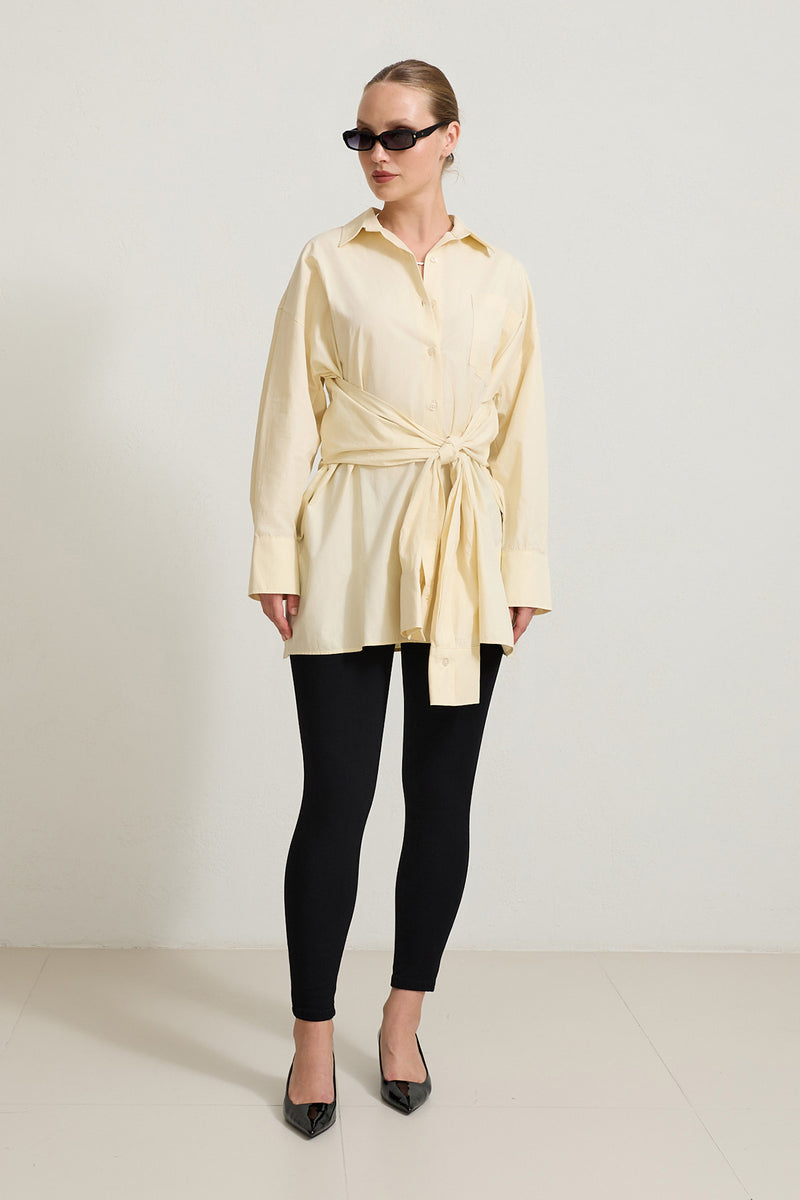 Setre Waist Tie Detailed Shirt Light Yellow