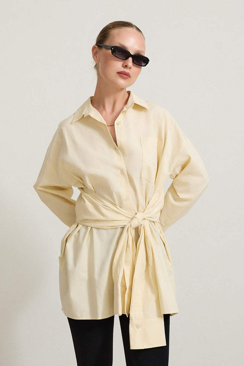 Setre Waist Tie Detailed Shirt Light Yellow