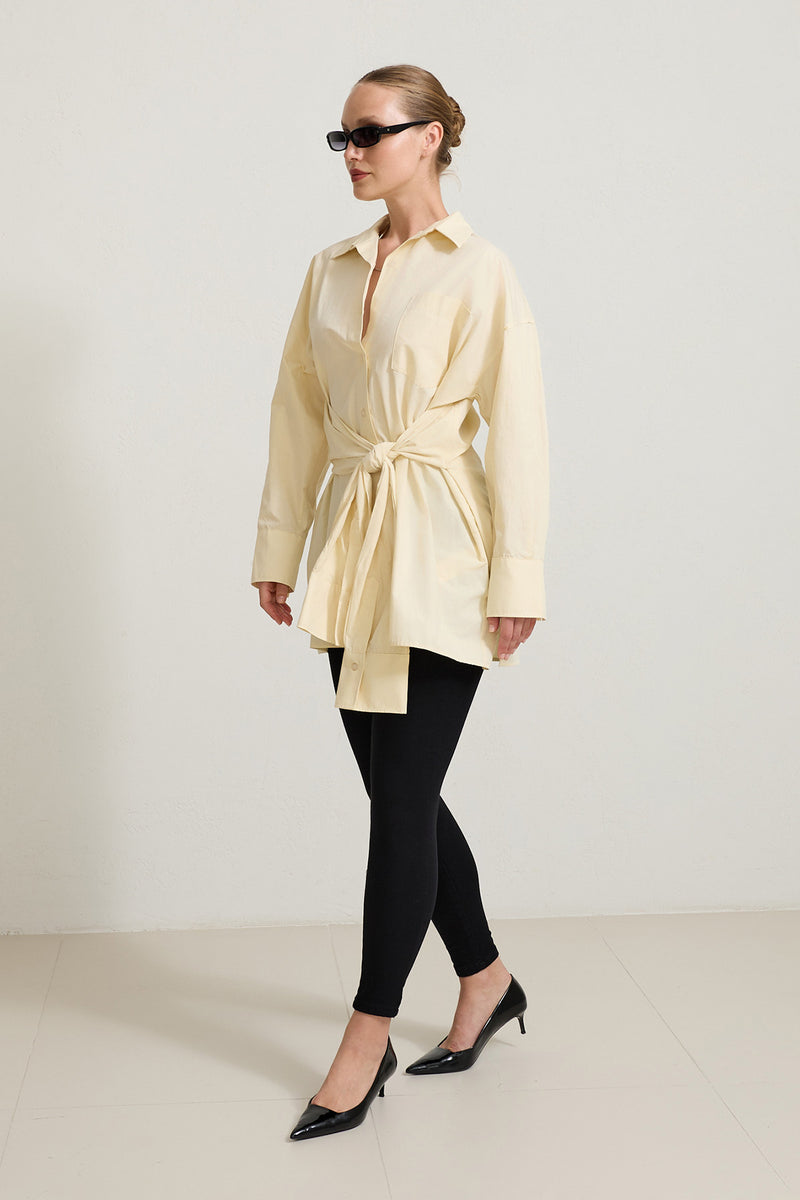 Setre Waist Tie Detailed Shirt Light Yellow