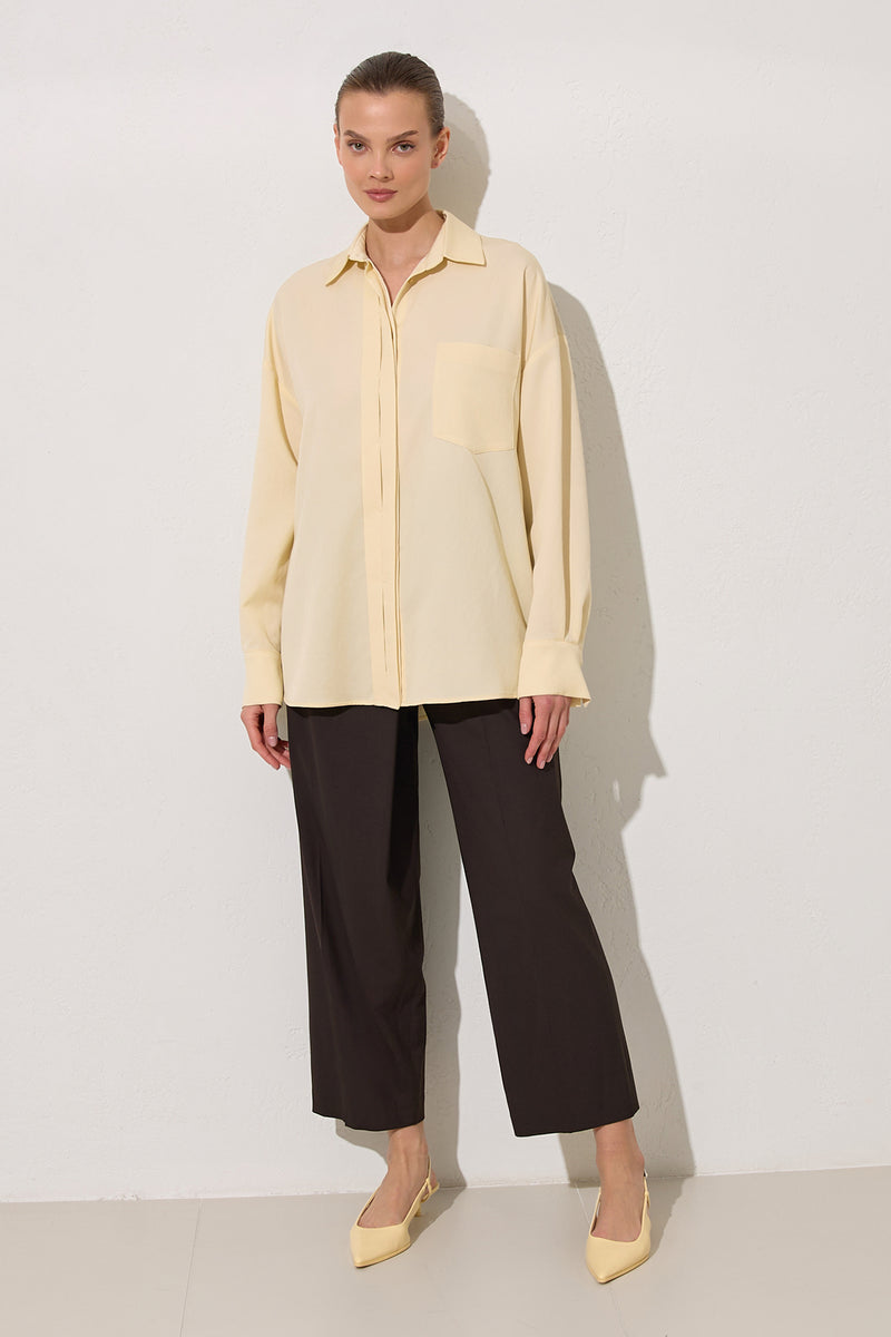 Setre Hidden Button Detail Long Sleeve Shirt Light Yellow