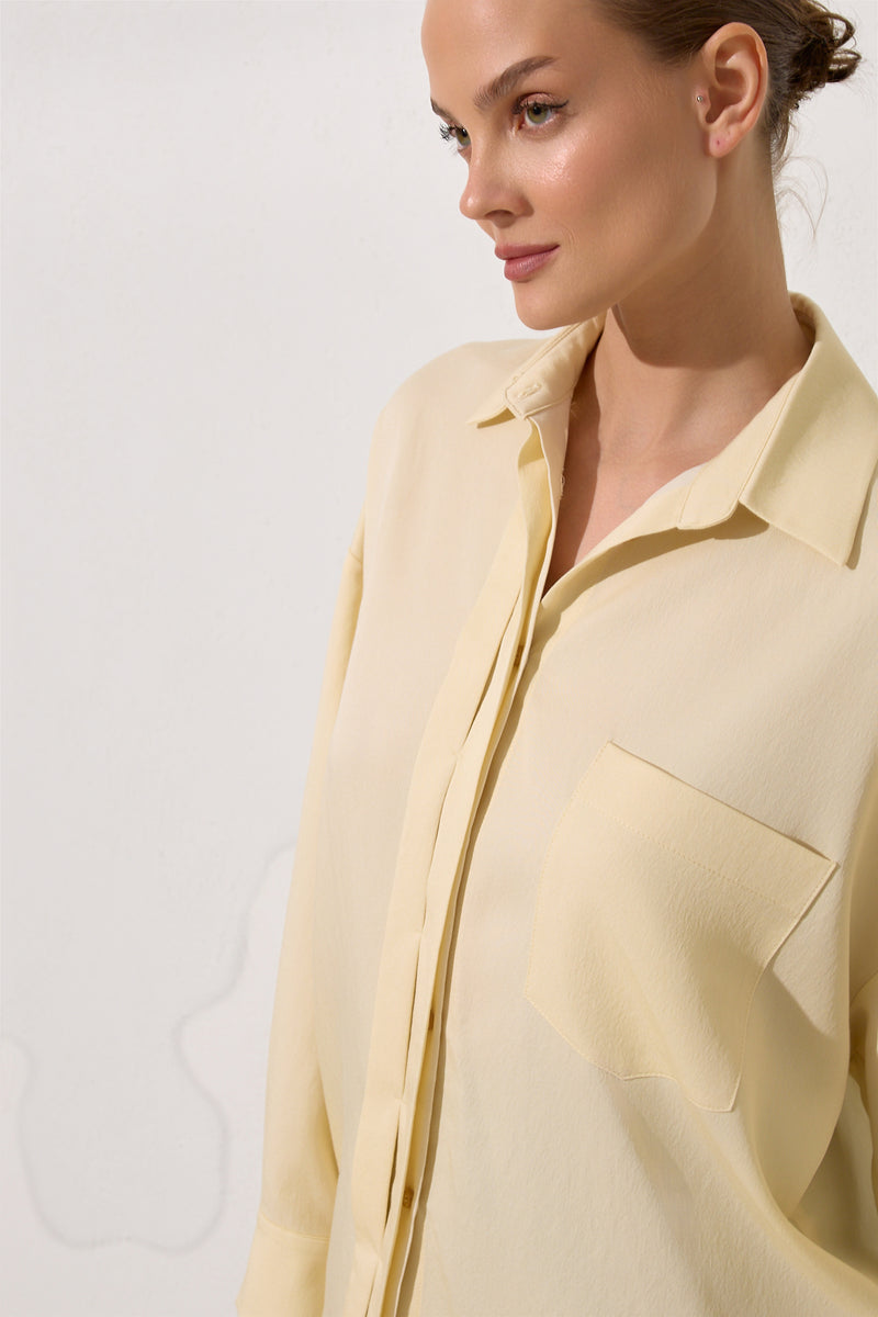 Setre Hidden Button Detail Long Sleeve Shirt Light Yellow