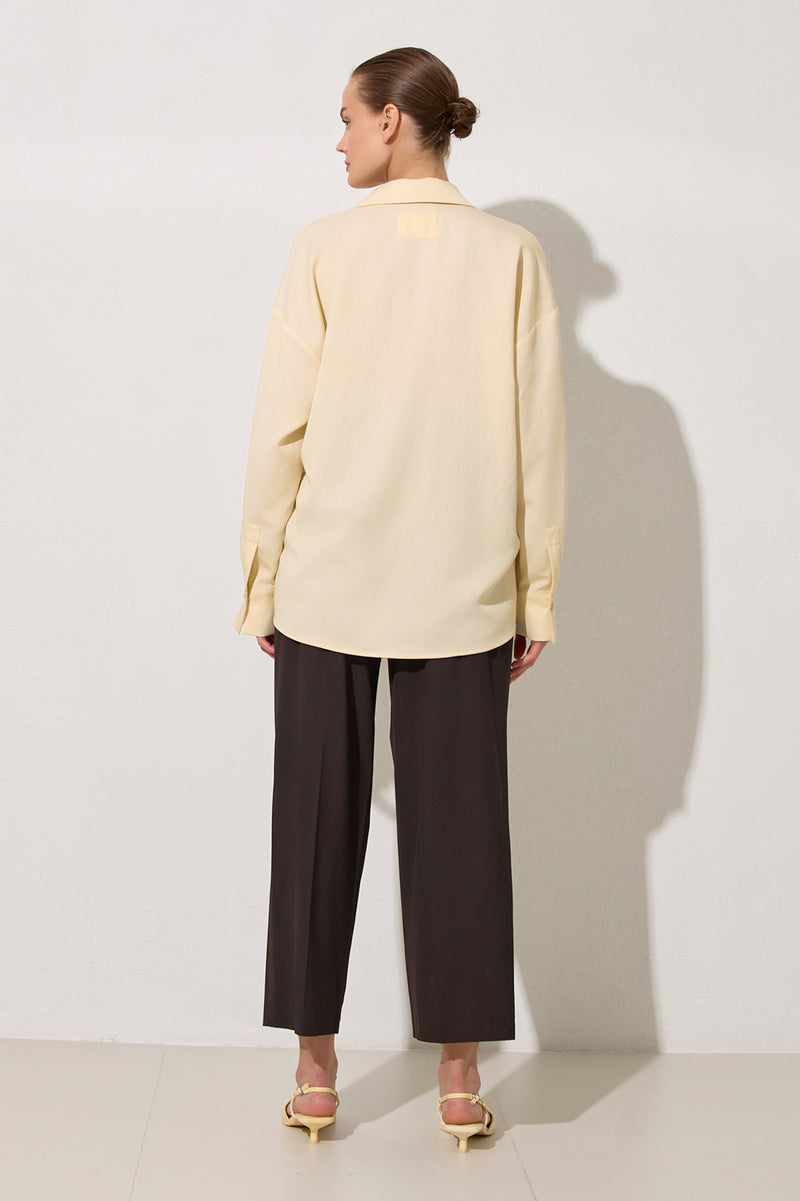Setre Hidden Button Detail Long Sleeve Shirt Light Yellow