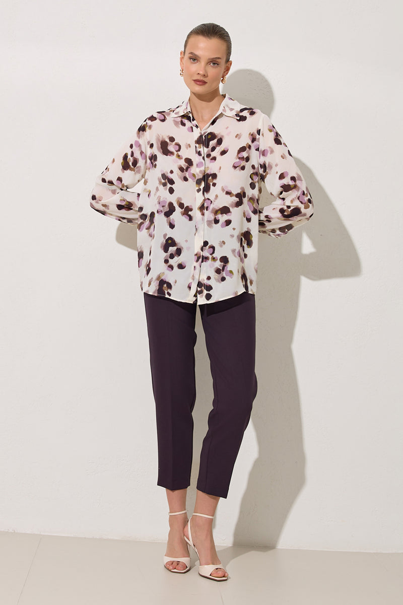 Setre Long Sleeve Patterned Shirt Light Lilac-Offwhite