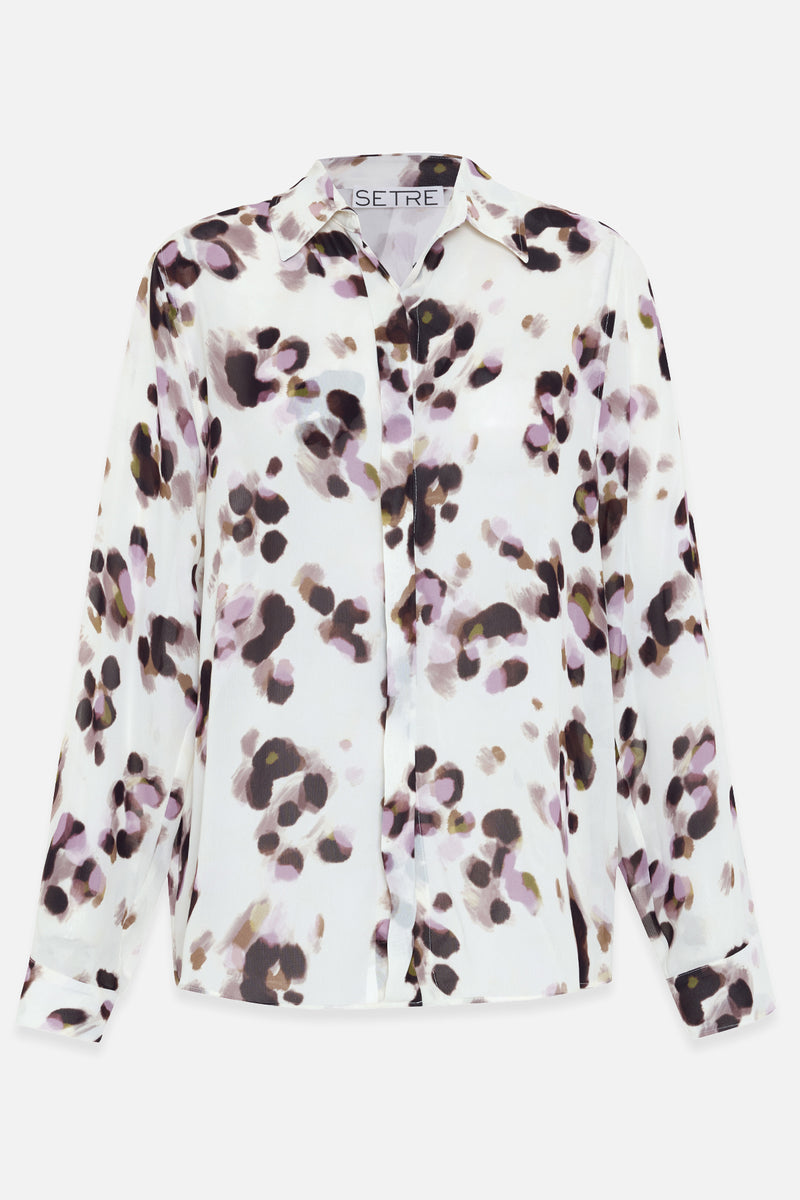 Setre Long Sleeve Patterned Shirt Light Lilac-Offwhite