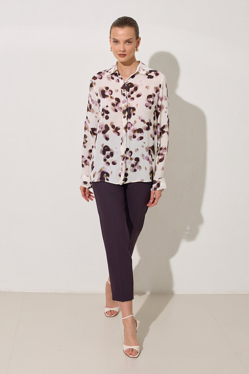 Setre Long Sleeve Patterned Shirt Light Lilac-Offwhite