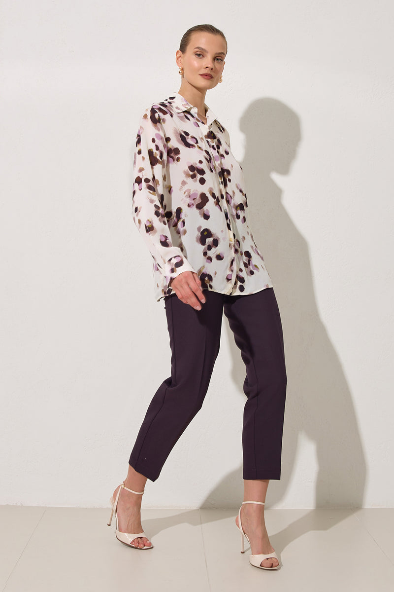 Setre Long Sleeve Patterned Shirt Light Lilac-Offwhite
