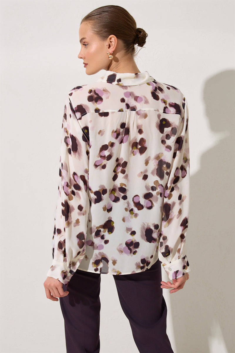 Setre Long Sleeve Patterned Shirt Light Lilac-Offwhite