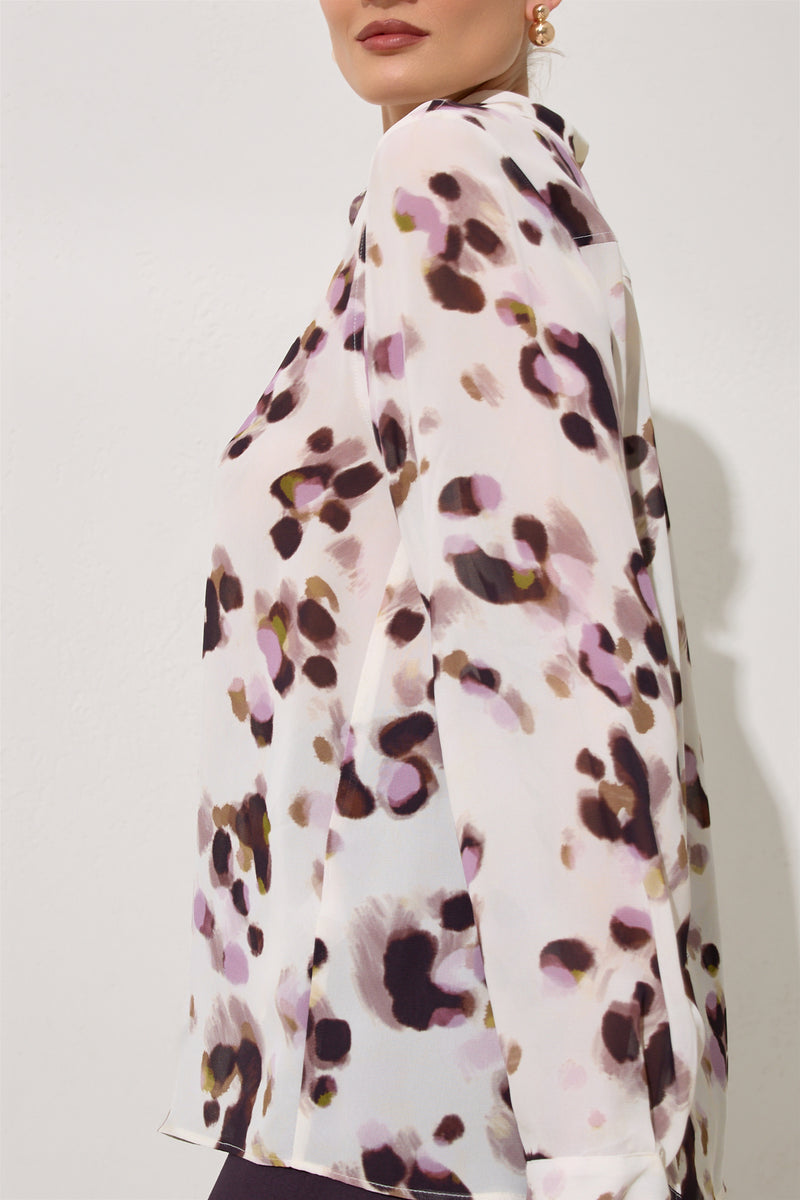 Setre Long Sleeve Patterned Shirt Light Lilac-Offwhite