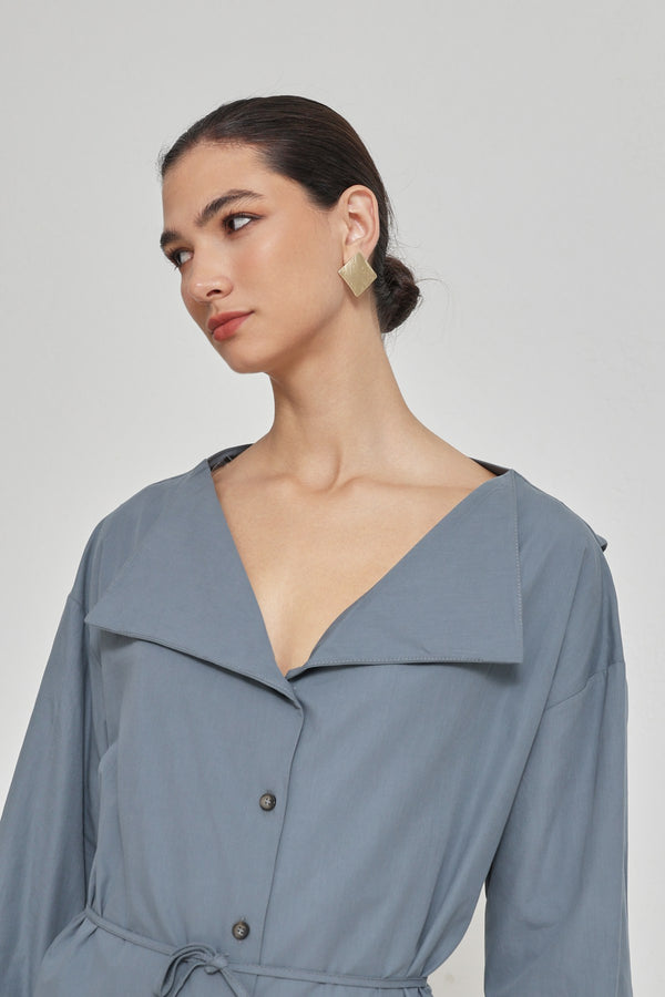 Setre Wide Collar With Tie Detail Shirt Crystal