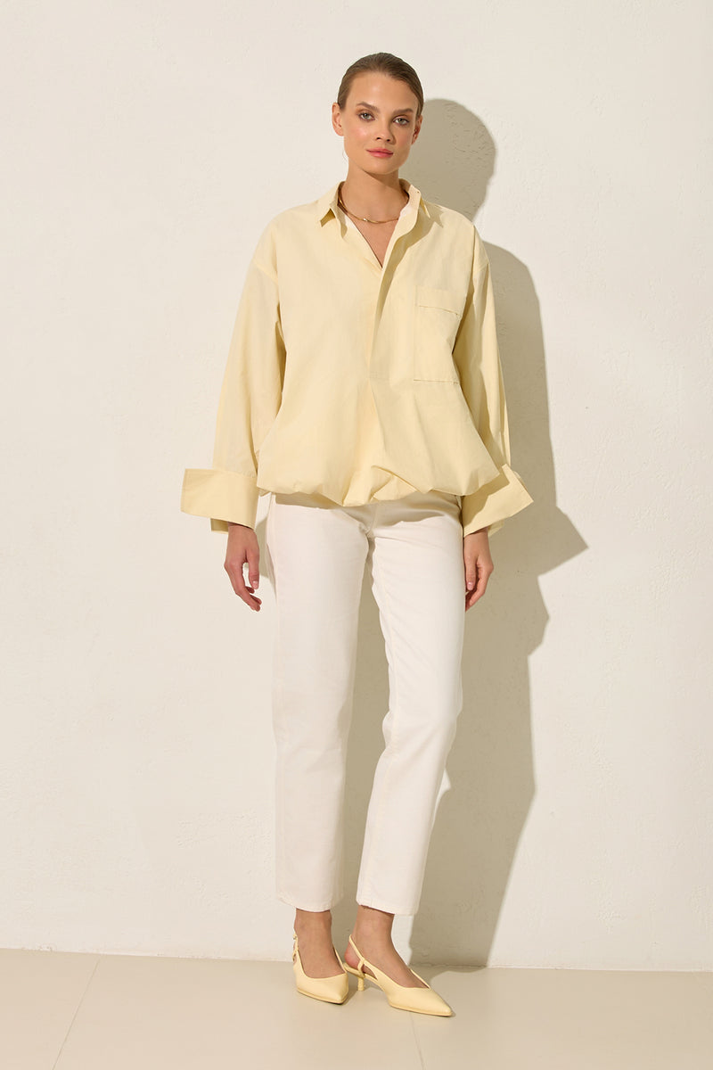 Setre Long Sleeve Single Pocket Shirt Light Yellow