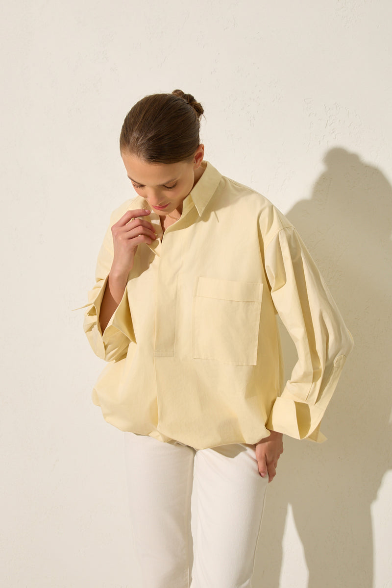 Setre Long Sleeve Single Pocket Shirt Light Yellow