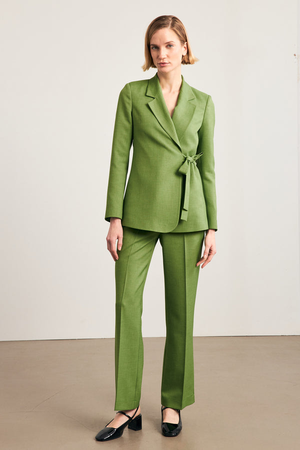 Setre Asymmetrical Side Tie Detailed Jacket Green