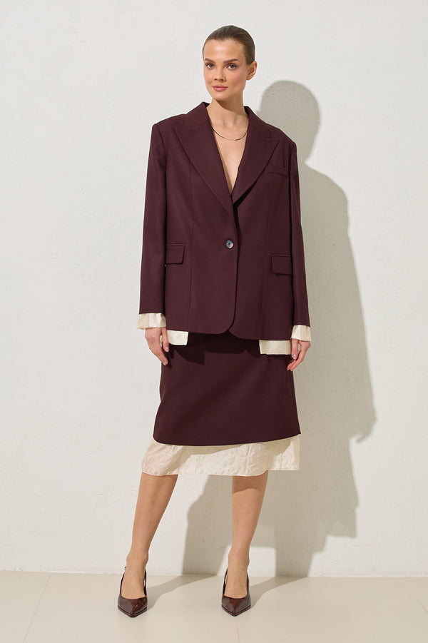 Setre Jacket With Pocket And Single Button Detail Burgundy