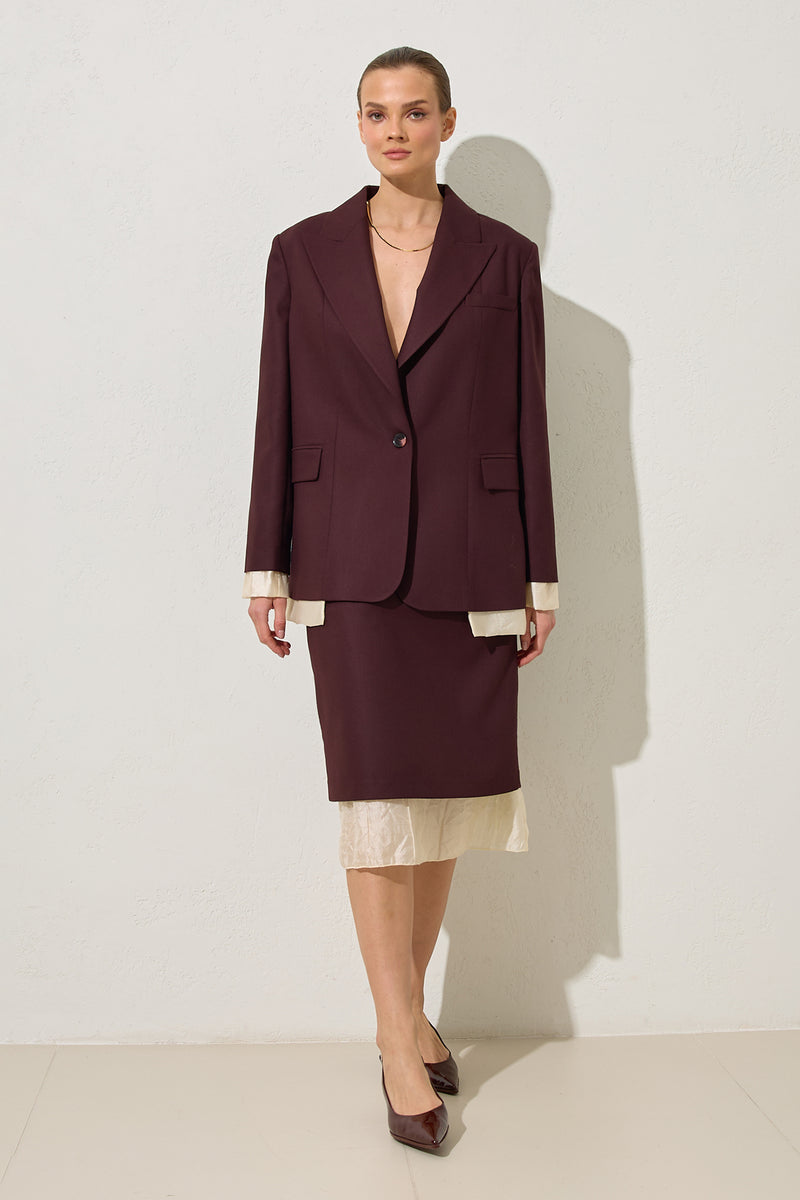 Setre Jacket With Pocket And Single Button Detail Burgundy