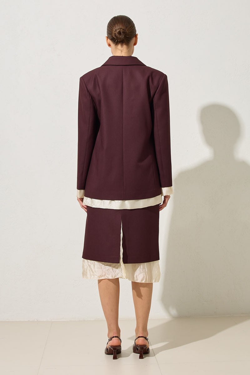 Setre Jacket With Pocket And Single Button Detail Burgundy