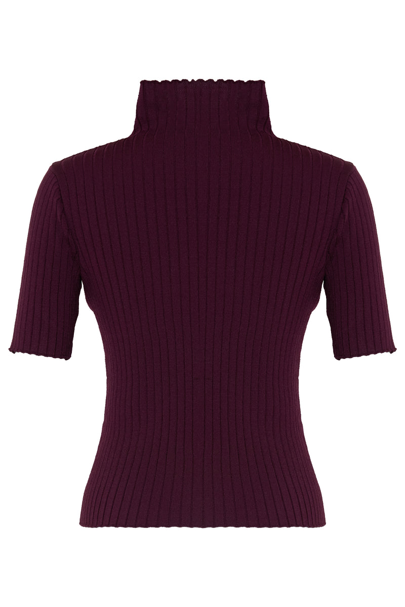 Setre Turtleneck Short Sleeves Blouse Burgundy
