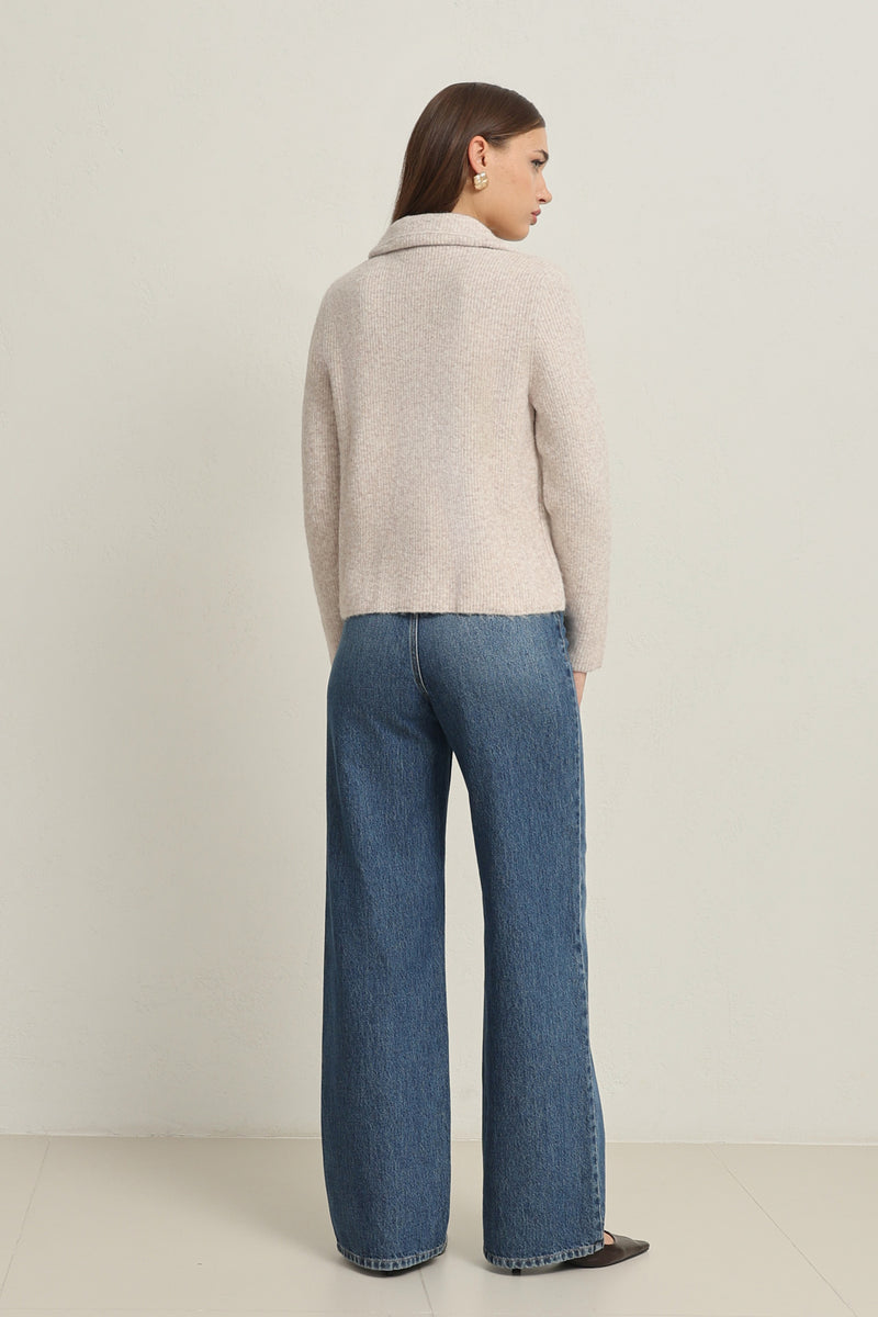 Setre Button And Collar Detailed Long Sleeve Knitwear Light Beige