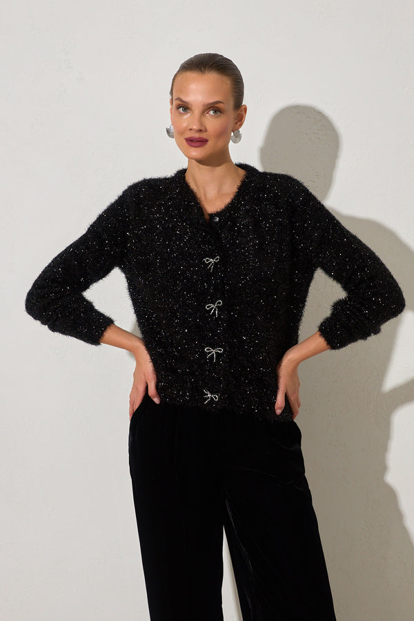 Setre Button Detailed Long Sleeve Knitwear Black