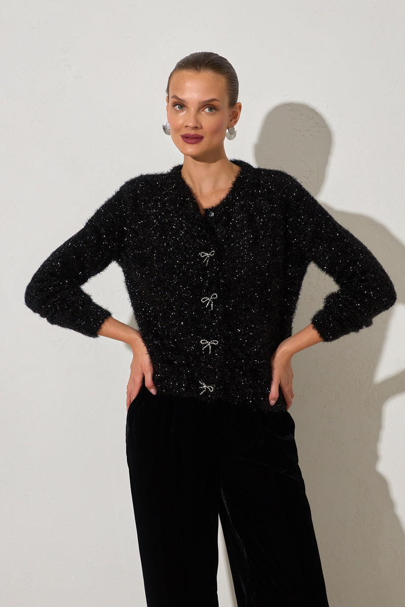 Setre Button Detailed Long Sleeve Knitwear Black