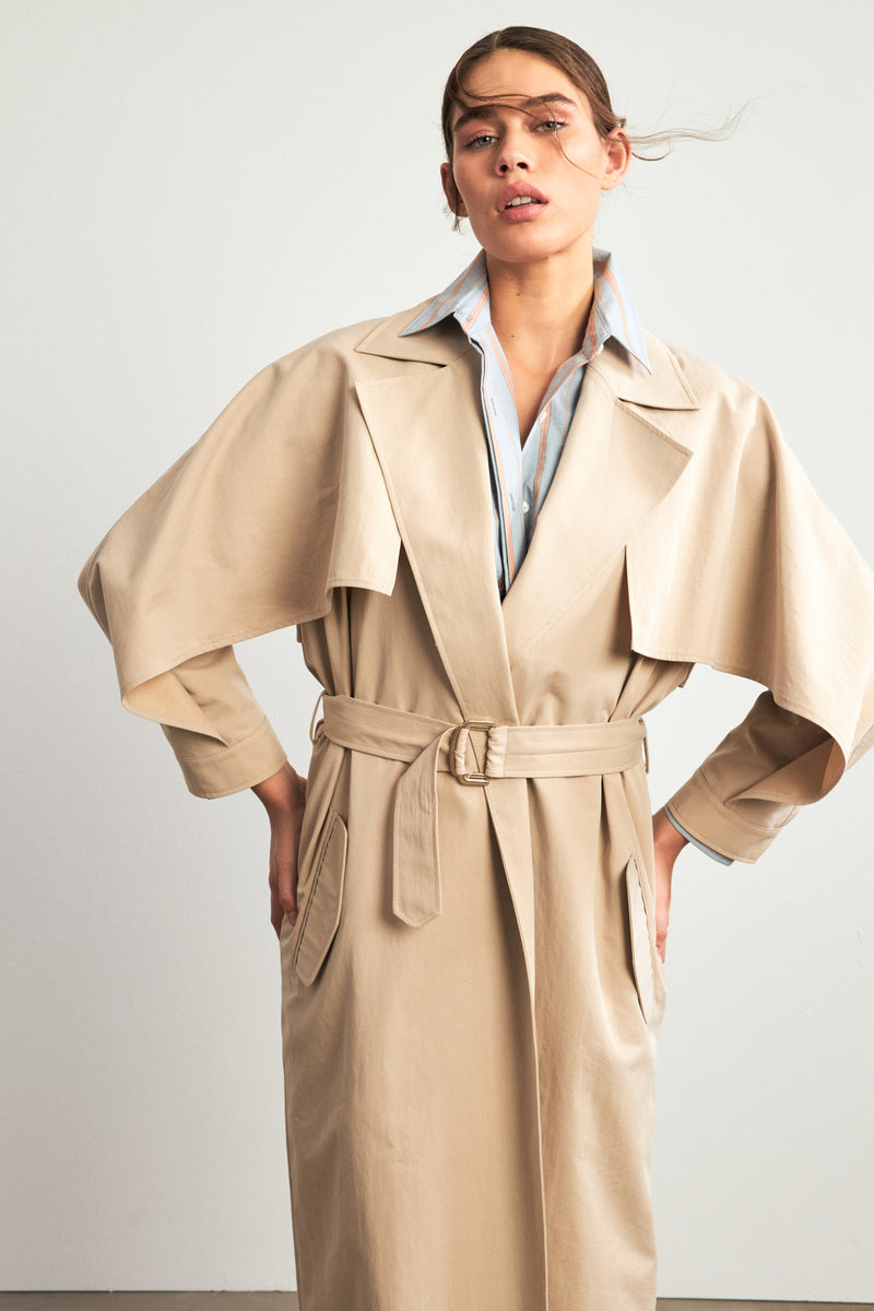 Setre Belted Trench Coat With Pockets Beige