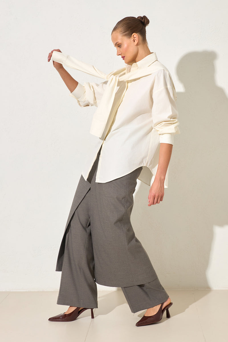 Setre Tie Detailed Long Sleeve Shirt Cream