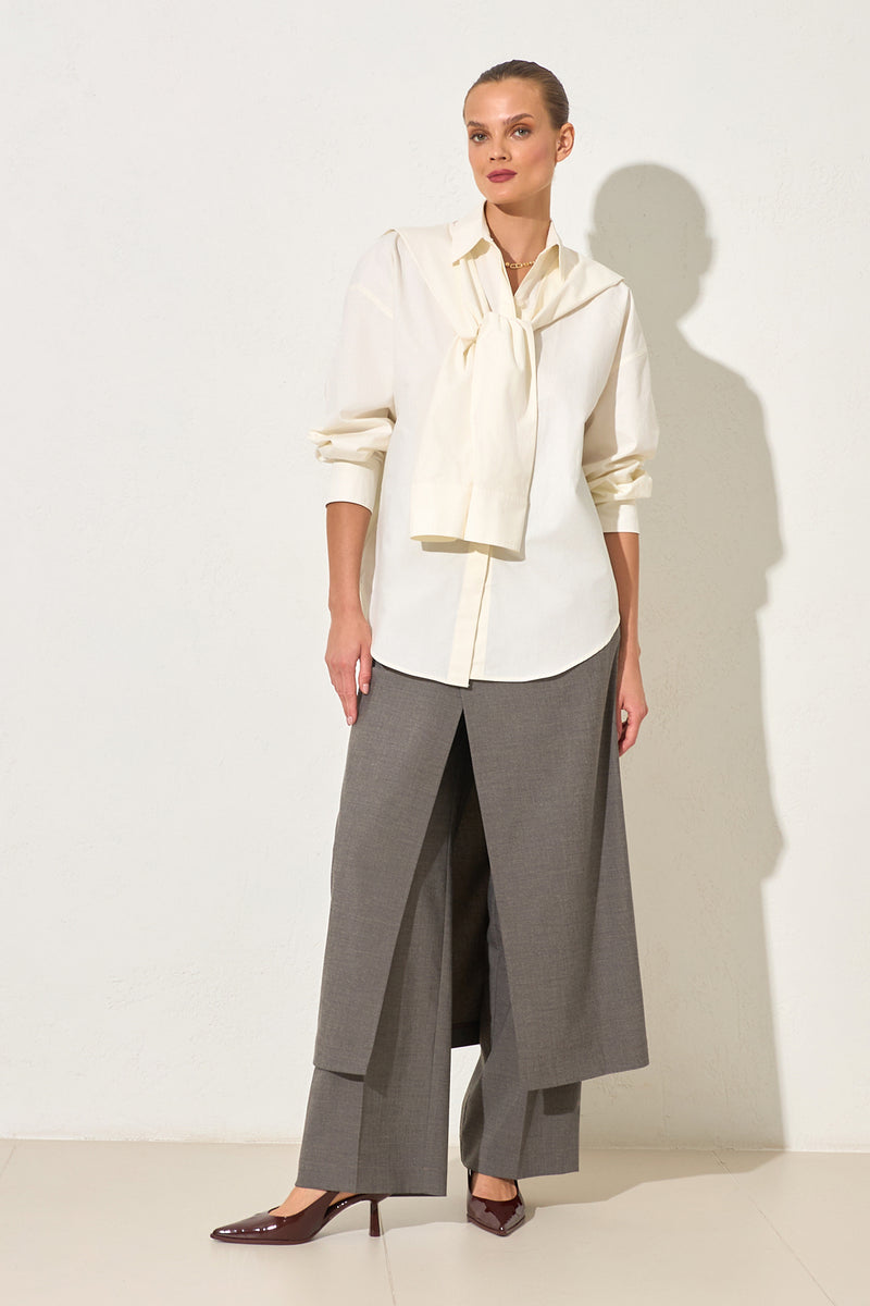 Setre Tie Detailed Long Sleeve Shirt Cream