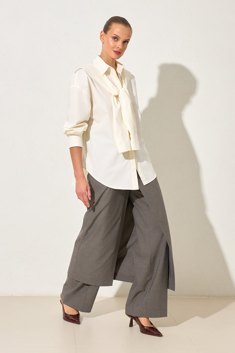 Setre Tie Detailed Long Sleeve Shirt Cream