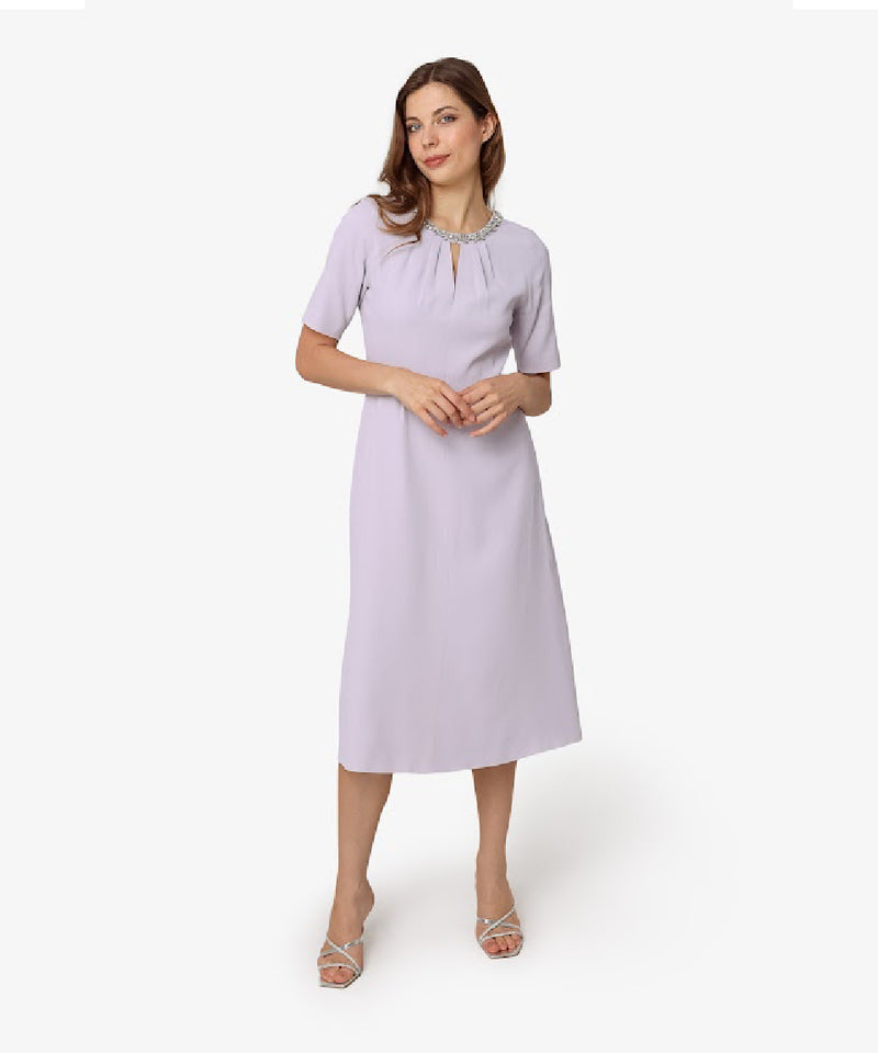 Machka Jewel Neck Midi Dress Lilac