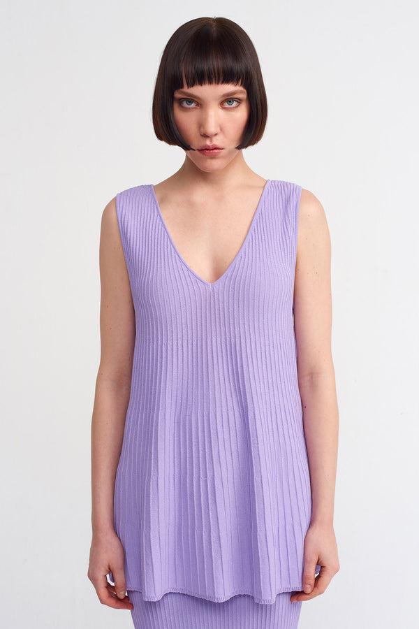 Nu Single Tone Knitted Sleeveless Blouse Lilac