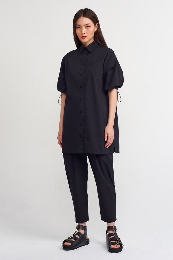 Nu Adjustable Sleeve Tunic Shirt Black