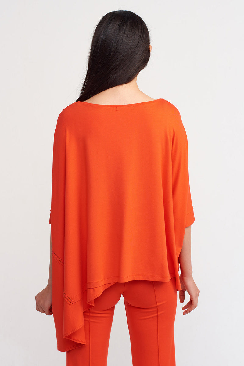 Nu Solid Asymmetrical Blouse Orange