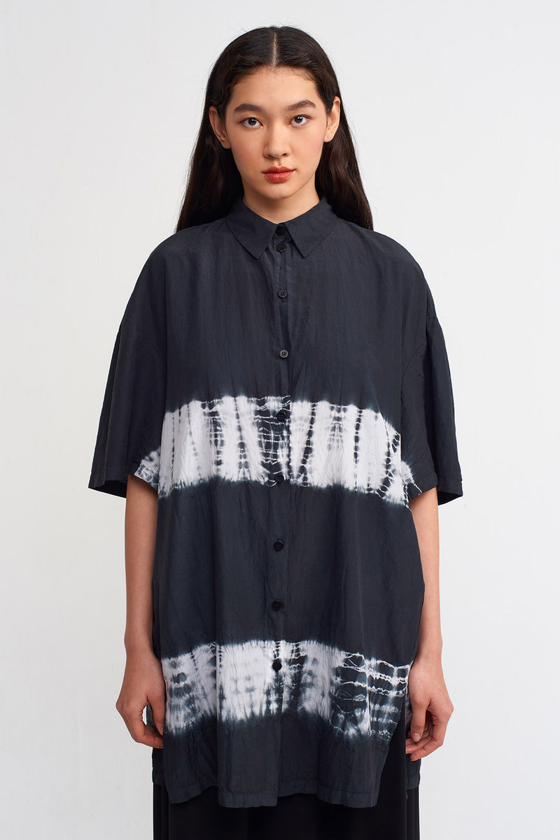 Nu Tie Dye Short Sleeve Shirt Black/Offwhite