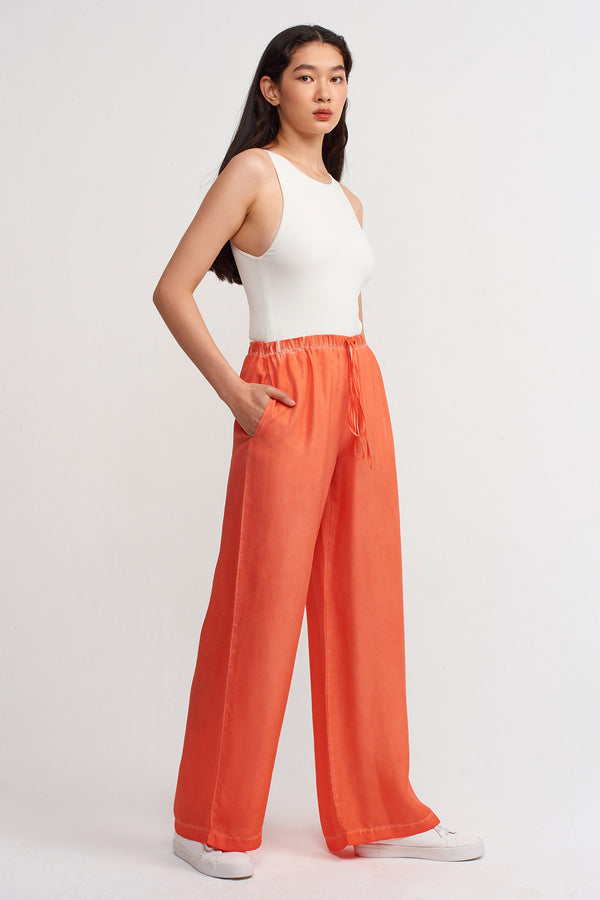 Nu Printed Wide Leg Trousers Orange