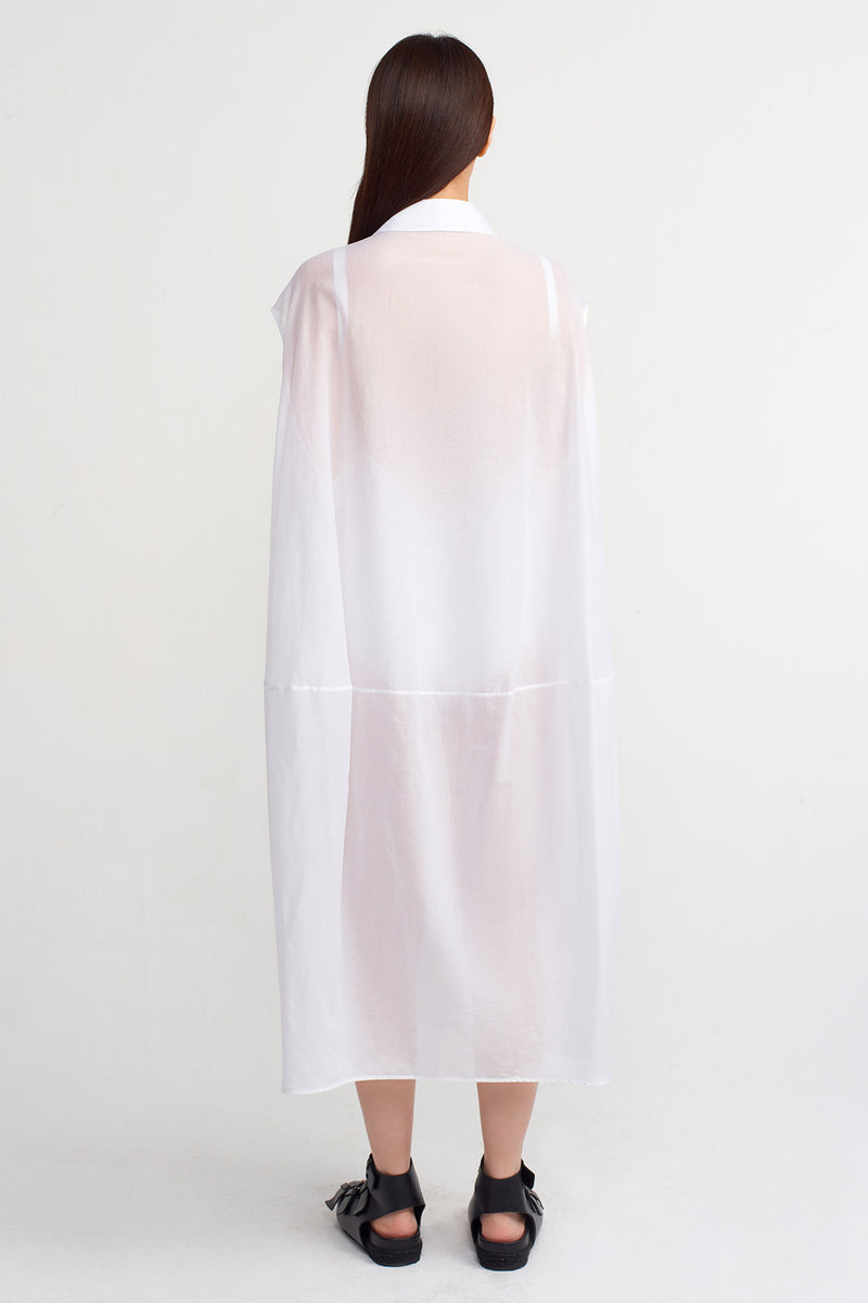 Nu Solid Sleeveless Shirt Dress Off White