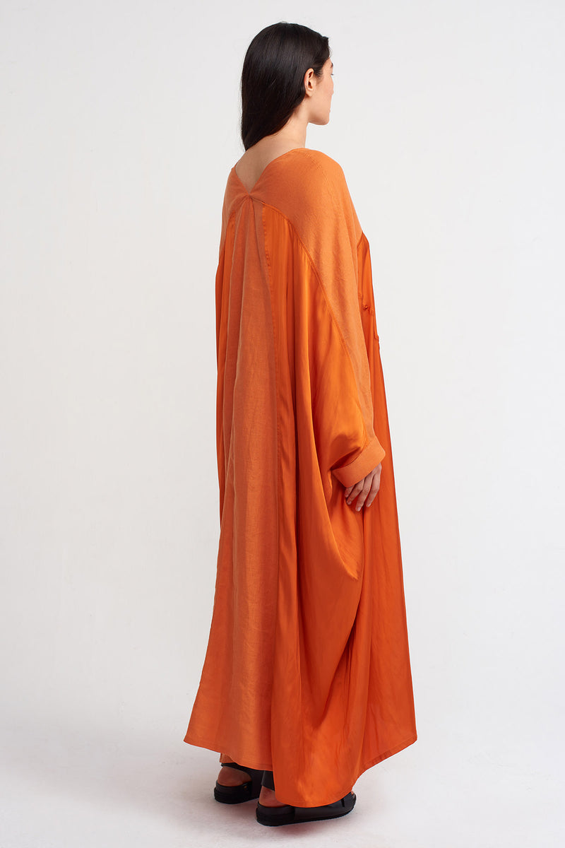 Nu Linen Mix Satin Maxi Dress Amber