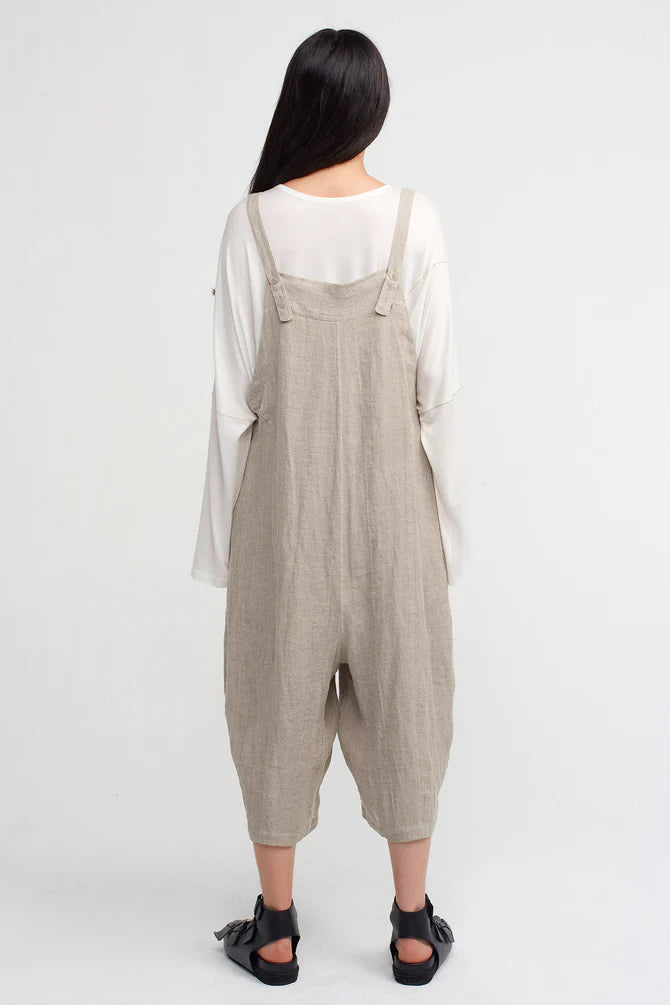 Nu Thin Strap Textured Jumpsuit Light Grey