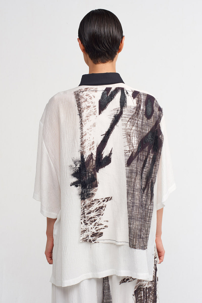 Nu Pattern-Printed Short Sleeve Shirt Off White/Black