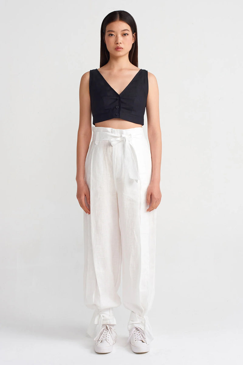 Nu V-Neck Linen Bustier Black