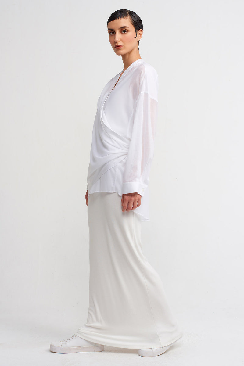 Nu Wrap Tie Voile Shirt Off White