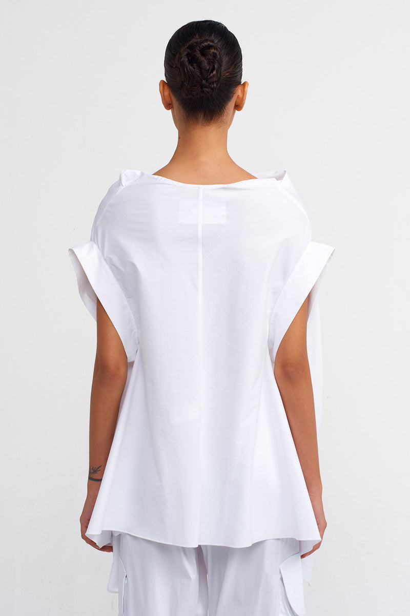 Nu Poplin Long Sleeveless Blouse Off White