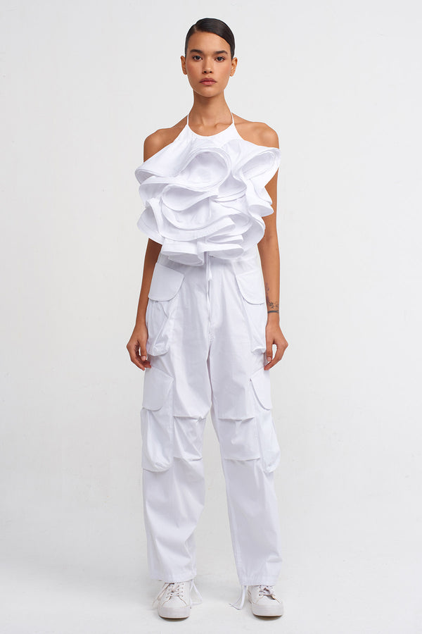 Nu Open Back Poplin Blouse Off White