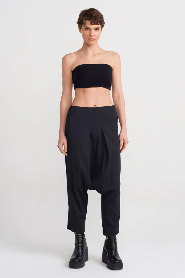 Nu Low-Rise Harem Pants Black