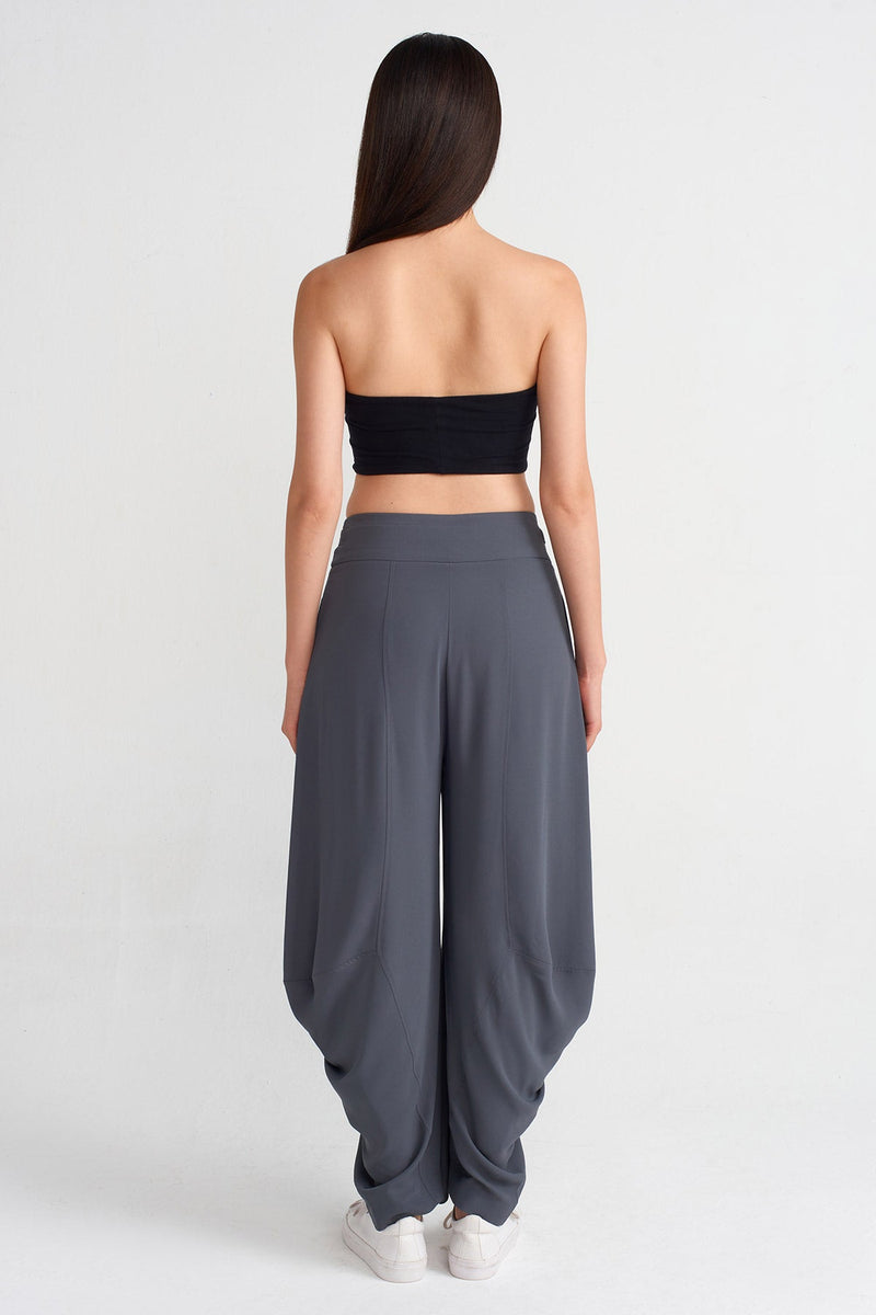 Nu Draped Hem Pants Silver