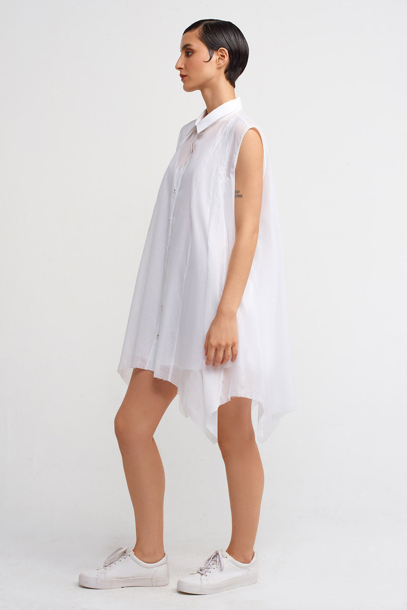 Nu Asymmetric Shirt Dress Off White