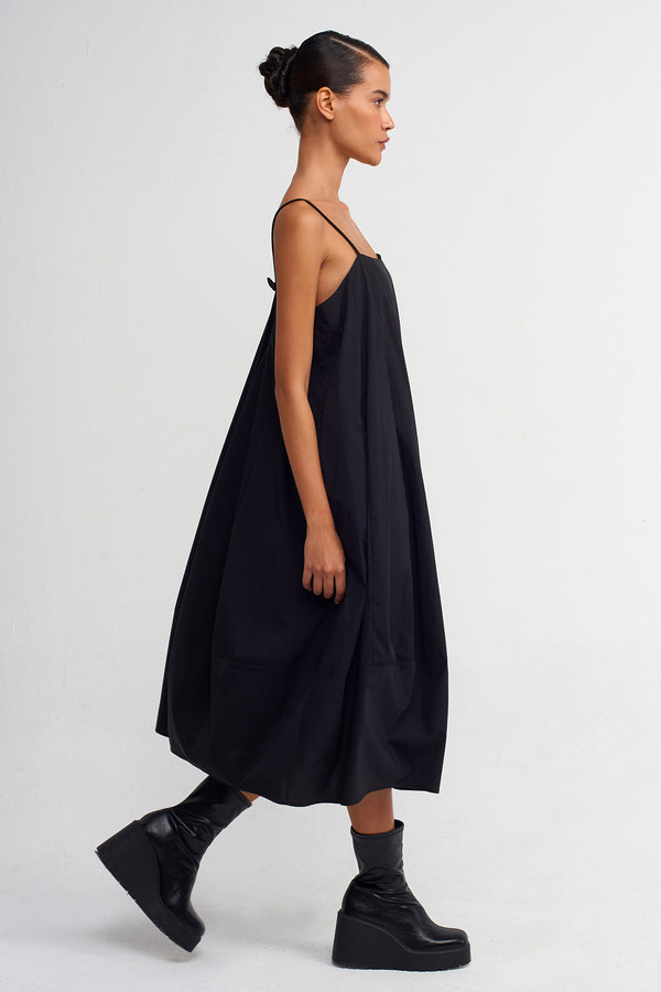 Nu Strappy Poplin Dress Black