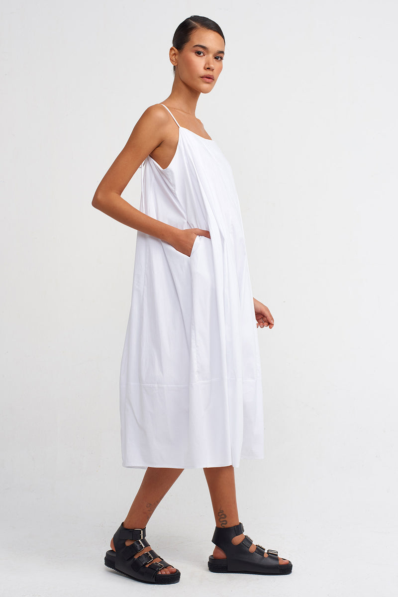 Nu Strappy Poplin Dress Off White